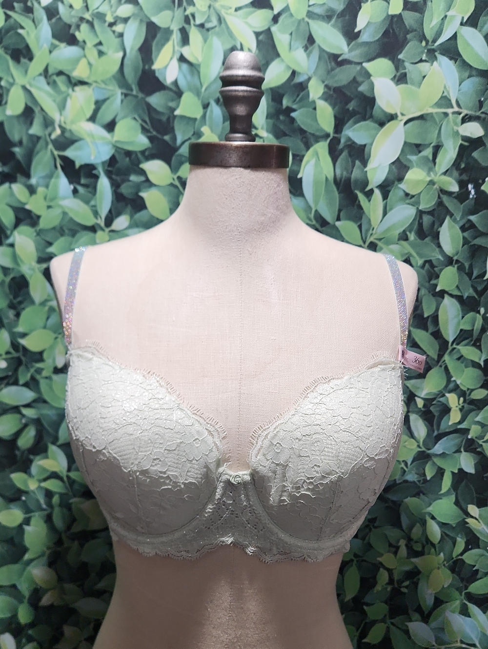Victoria's Secret Mint Lace Underwire Bra with Sparkle Straps